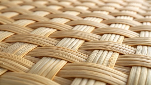 Close up macro view of tightly woven natural rattan texture background photo