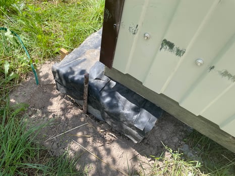 Foundation made of aerated blocks for cabin photo