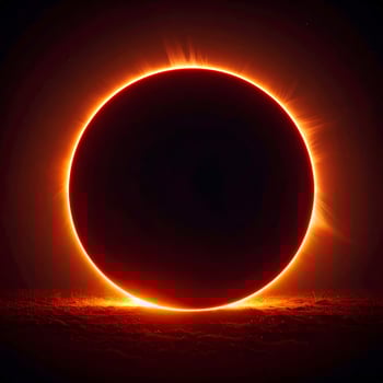 A glowing, round UFO resembling a total eclipse hovering above the ground photo