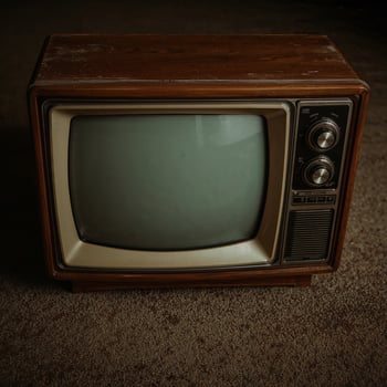 Retro-style television with a blank screen placeholder, vintage TV showcase background photo