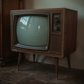 Retro television mockup featuring an empty screen and classic design background photo