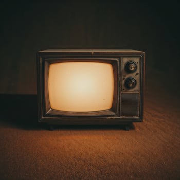 Retro television mock-up with a blank screen, vintage TV display backdrop photo