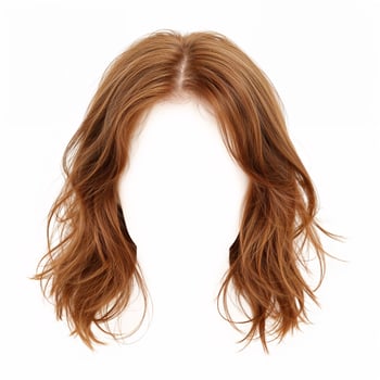 Mockup of a vibrant ginger wig on a white backdrop, no shadows photo