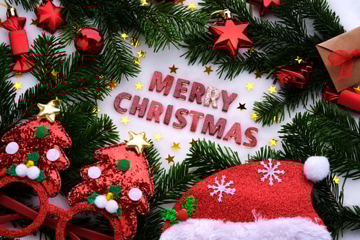 Abstract background of Christmas attributes The inscription merry Christmas. photo