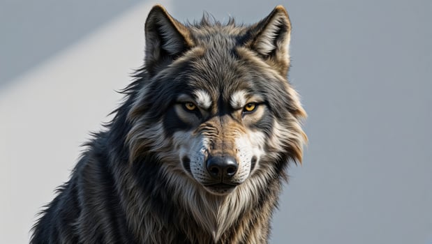 Studio shot of a gray-background werewolf photo