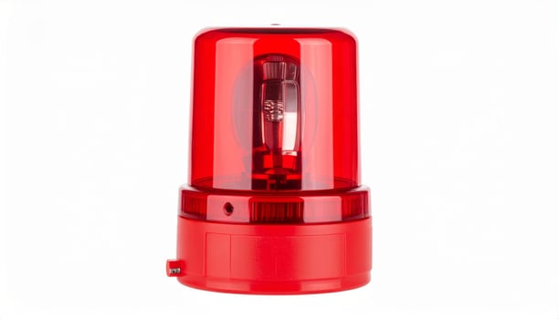 Warning indicator glowing red against a plain white backdrop photo
