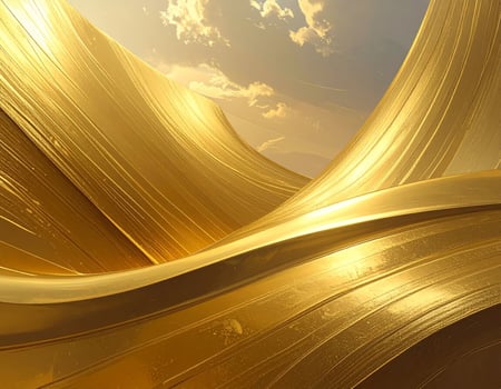 Textured gold-colored surface with a brushed finish and a shimmering gold pattern background photo
