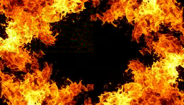 Fire-themed frame background with a fiery border mockup template photo