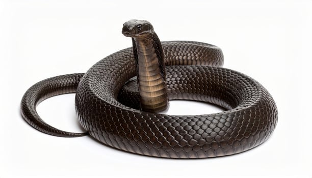 White-background image of a king cobra with no shadows photo