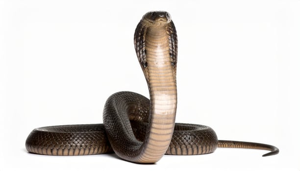 King cobra against a plain white backdrop, without shadows photo