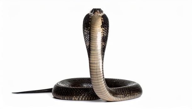 White background featuring a king cobra with no shadows. photo