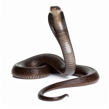 White-background shot of a king cobra with no shadows photo