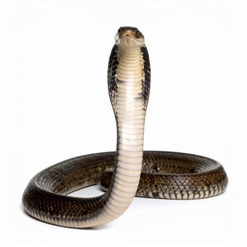 White backdrop showcasing a king cobra without shadows photo
