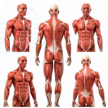 Muscular anatomy of a man's body against a plain white backdrop photo