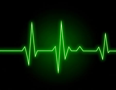 Multicolor heartbeat waveform displayed on a dark backdrop photo