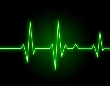 Vibrant heartbeat waveform against a dark backdrop photo