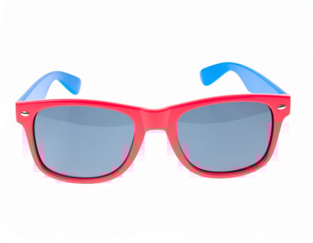 Vivid tinted sunglasses against a plain white backdrop, evoking a summer holiday vibe photo