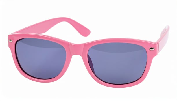 Vibrant tinted sunglasses placed against a plain white backdrop, evoking summer travel vibes photo