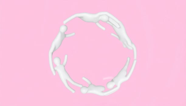 3D animated concept of a hug against a plain backdrop photo