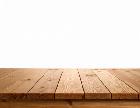 Wooden tabletop display on a white backdrop, a natural wood surface mockup for presentations photo