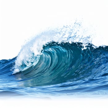 Lifelike ocean wave against a plain white backdrop, capturing marine form photo