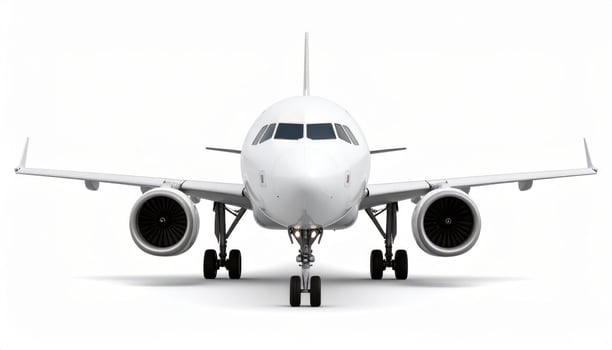 3D white airplane illustration against a plain background photo
