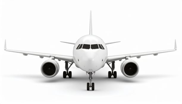 3D white aircraft model on a plain white backdrop photo