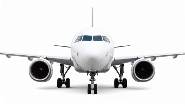 3D white airplane model against a plain background photo