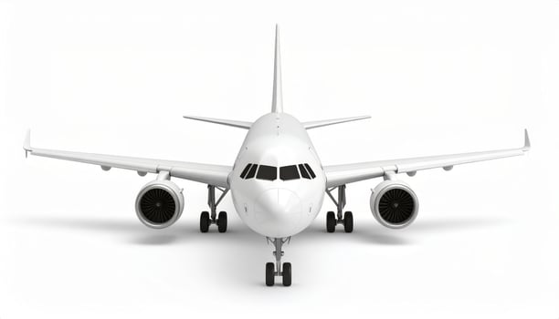 3D white aircraft rendering against a plain white backdrop photo