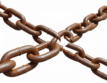 Detached chain against a white backdrop, symbolizing liberation or fractured ties photo