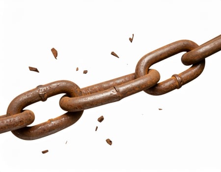 Detached chain against a white backdrop, symbolizing liberation or severed ties photo