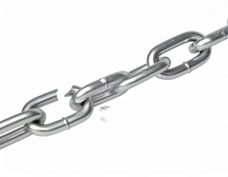 Fractured link against a plain white backdrop, symbolizing liberty or shattered bonds photo