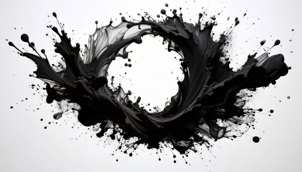 Abstract white background with a splash of black ink photo