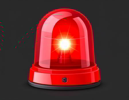 Warning siren in red flashing against a gray backdrop, alert concept photo