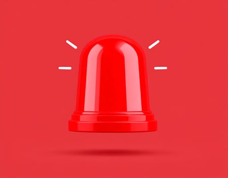 Warning siren in bright red against a matching background, alert concept photo