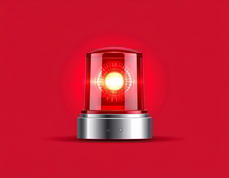Warning siren in red on a solid background, signaling alert photo