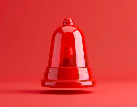 Warning alarm with a red siren against a vibrant red backdrop, symbolizing urgency photo