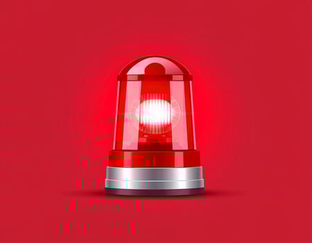 Warning siren in red over a solid crimson backdrop, alert concept photo