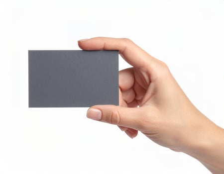 Mock-up of a hand gripping an empty business card photo