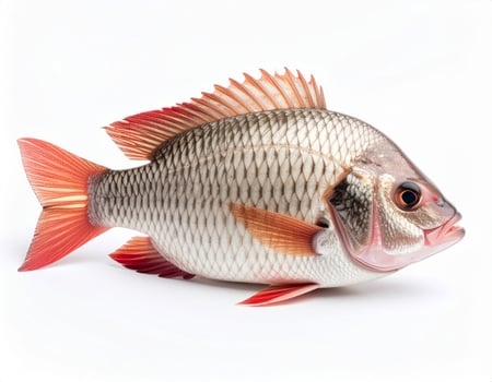 Detailed view of a fish against a white backdrop photo