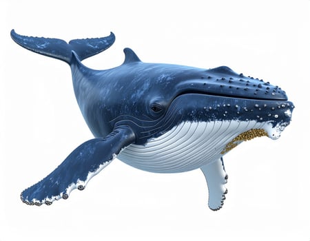 Whale gliding through white backdrop photo
