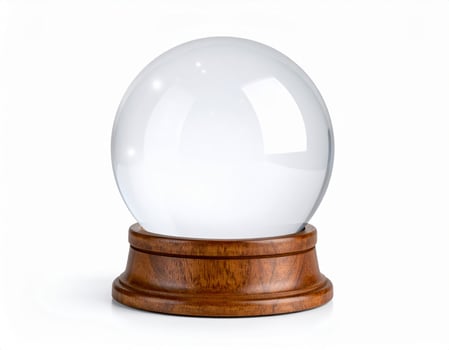 Crystal Clear Glass Sphere on White, Magic Glass Ball photo