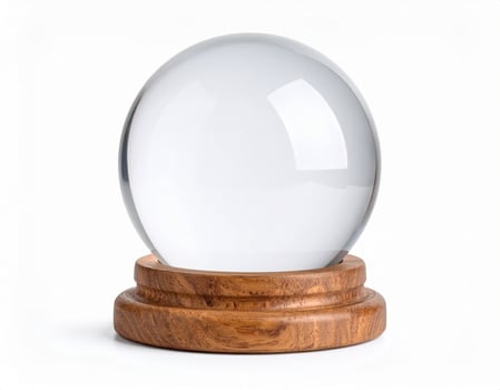 Translucent Glass Orb on White Background, Enchanting Magic Ball photo