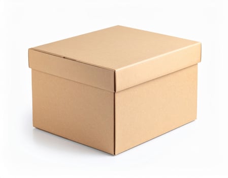 Package delivered against a plain white backdrop photo