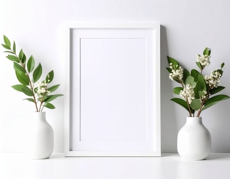 Mockup background featuring a frame with an empty white interior photo