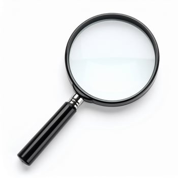 Stylish magnifying glass over white background photo