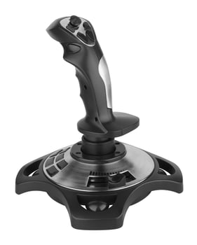 Computer joystick on white photo