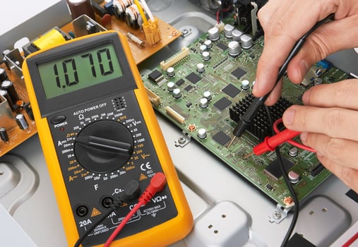 Repair electronic circuit board on white photo