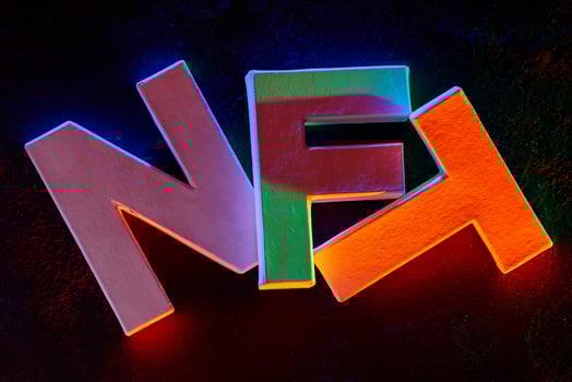 Futuristic NFT Letters Highlighting Web3 and Decentralized Innovation photo