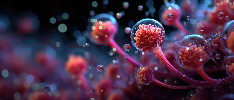 Colorful microscopic view of plant life in water photo